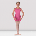 Bloch - Girls Pinched Front Skirted Tank Nylon Shimmer Leotard Dress