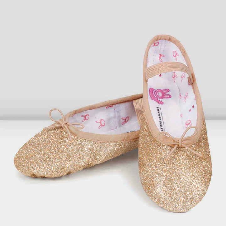 Bloch - 'Glitterdust' Full Sole Suede Non-Leather Pre-Sewn Elastic Ballet Shoes