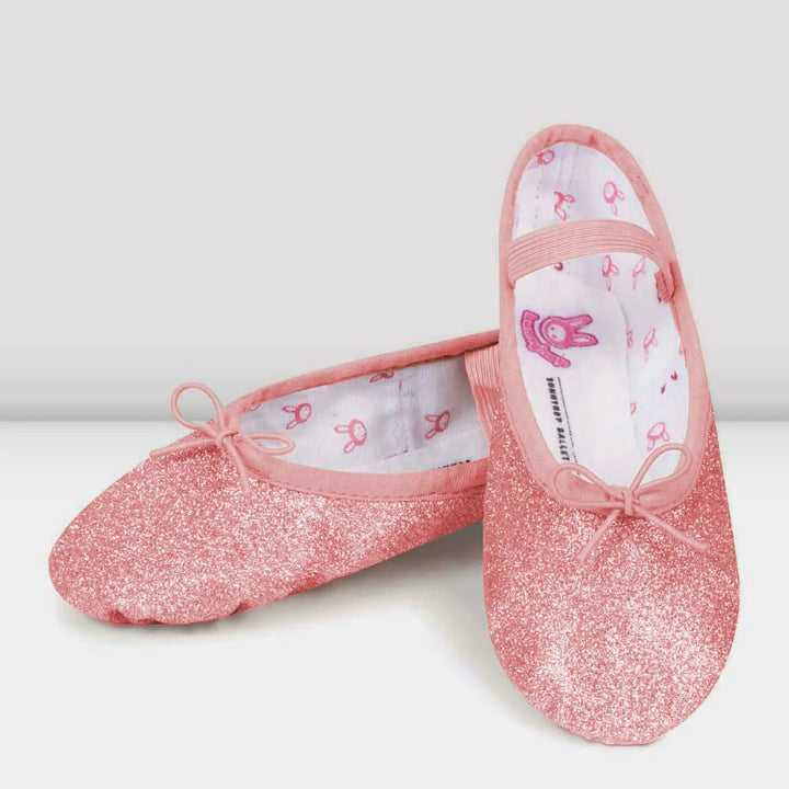 Bloch - 'Glitterdust' Full Sole Suede Non-Leather Pre-Sewn Elastic Ballet Shoes
