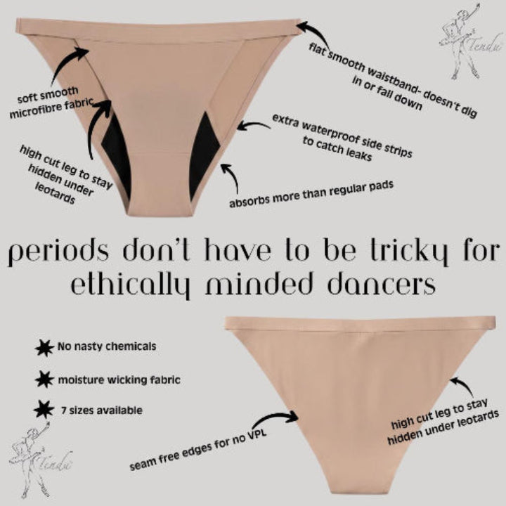 Tendu - 'Period Pants' Comfort & Protection High-cut Dance Underwear