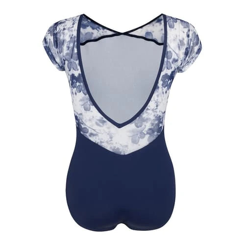 Freed of London - 'Risa' Floral Mesh Detail Capped Sleeve Low Back Leotard